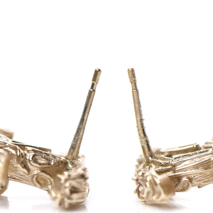 Chanel Crystal CC Earrings Light Gold 3 of 4