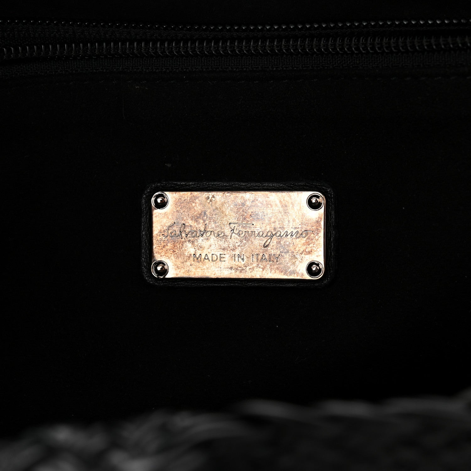 Salvatore Ferragamo Woven Calfskin Gancini Shoulder Bag Black 10 of 19