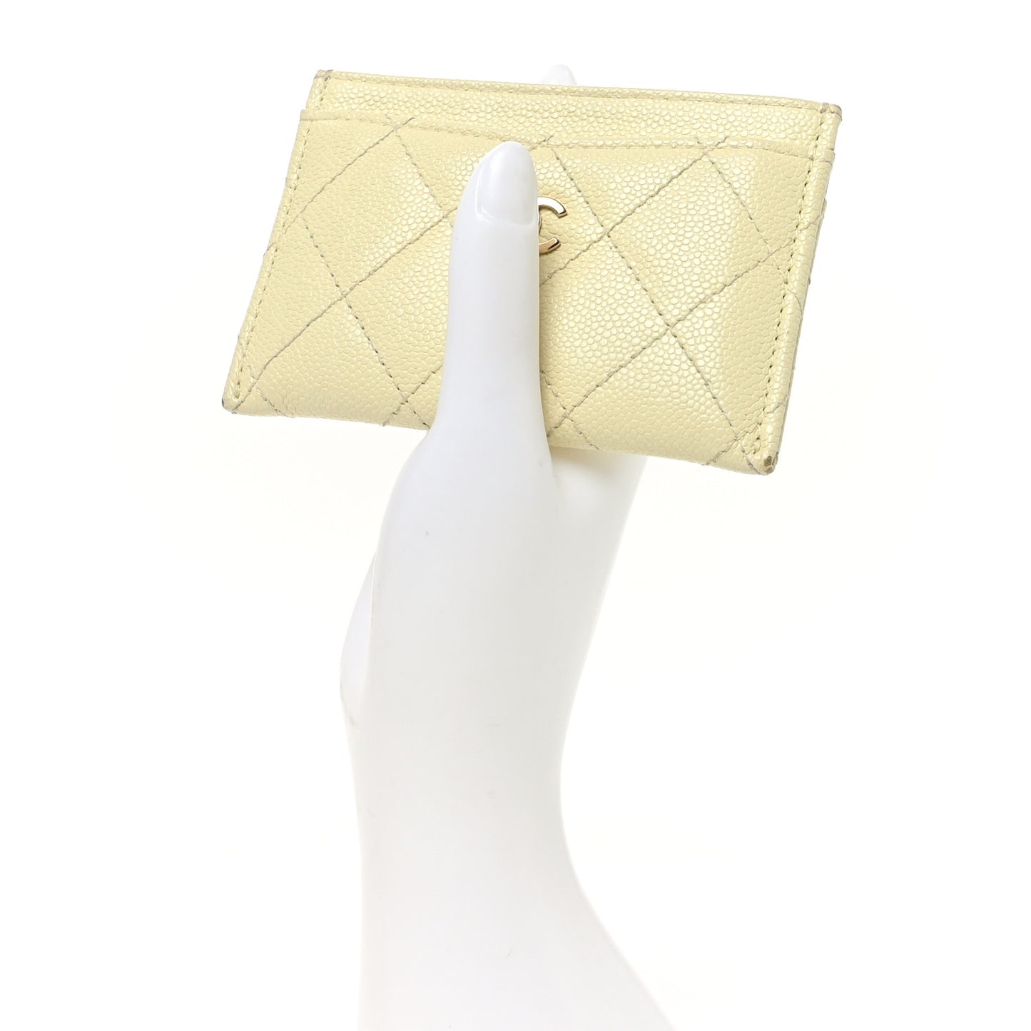 Caviar Quilted Card Holder Jaune