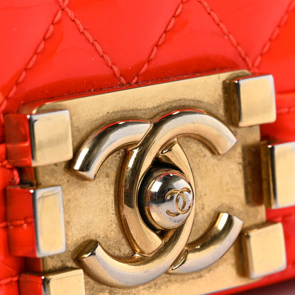 Chanel Patent Quilted Medium Boy Flap Orange 10 of 11