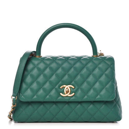 Chanel Caviar Quilted Small Coco Handle Flap Green 2 of 26