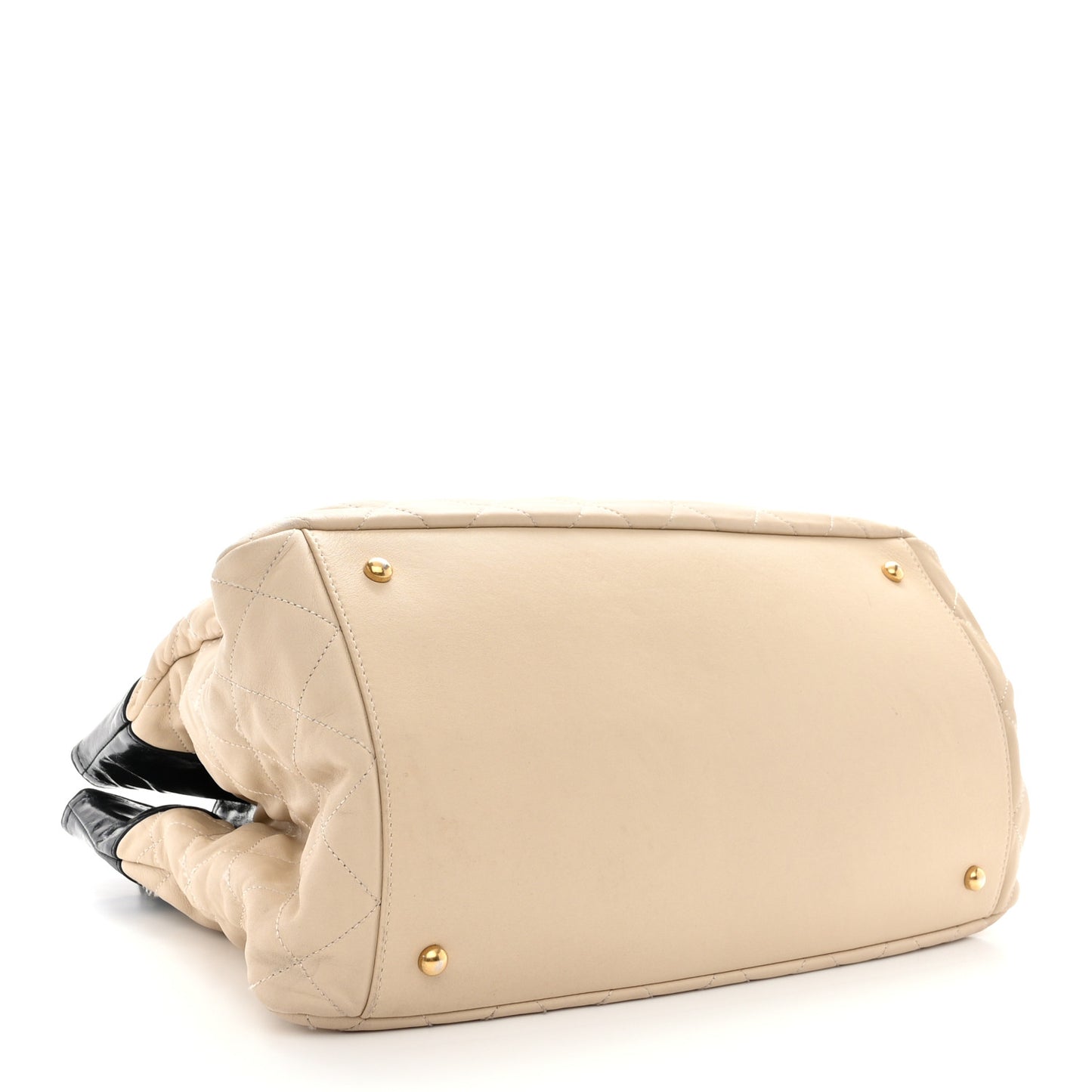 Calfskin Quilted In The Mix Shopping Tote Beige Black