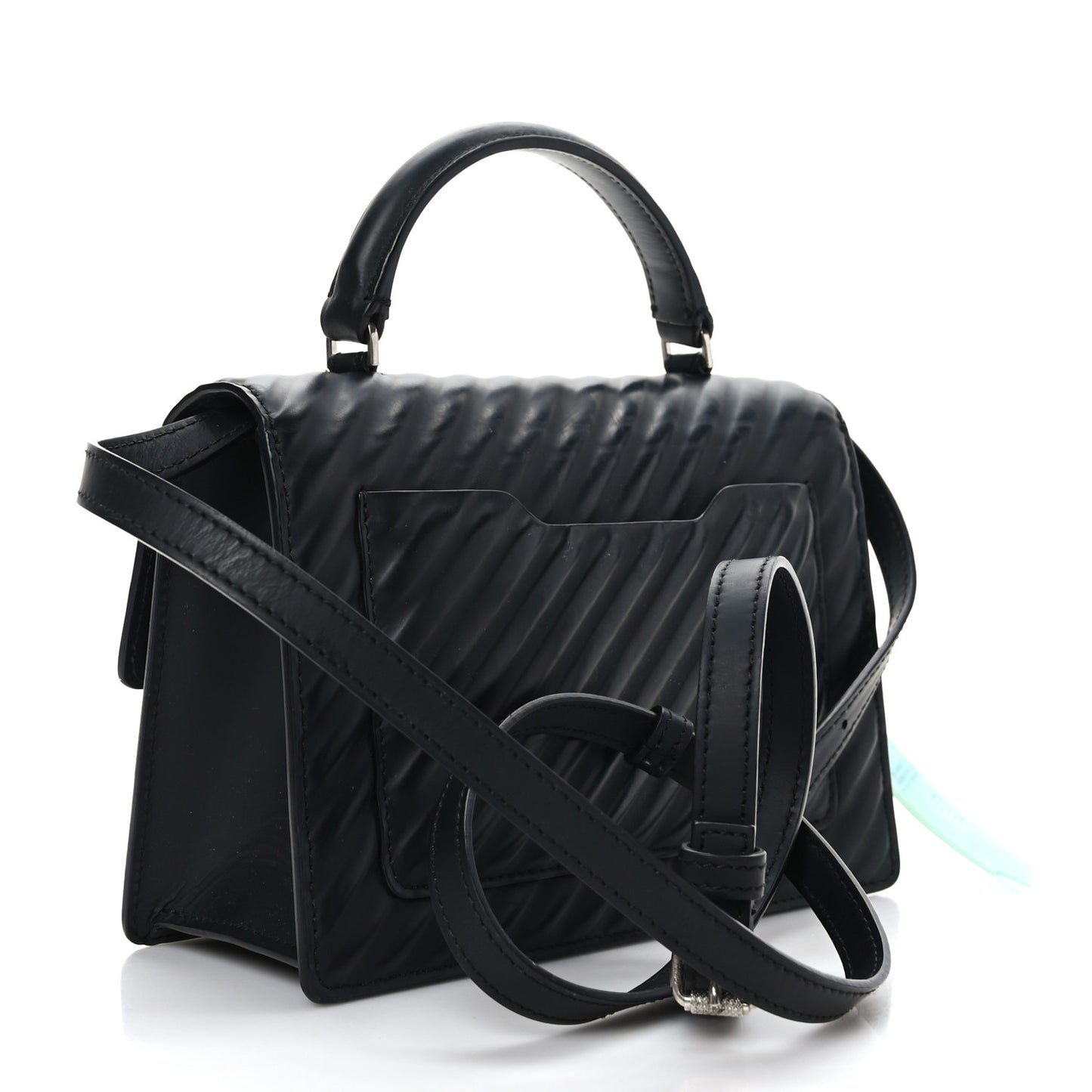 Calfskin Diagonal Quilted Jitney 1.4 Shoulder Bag Black