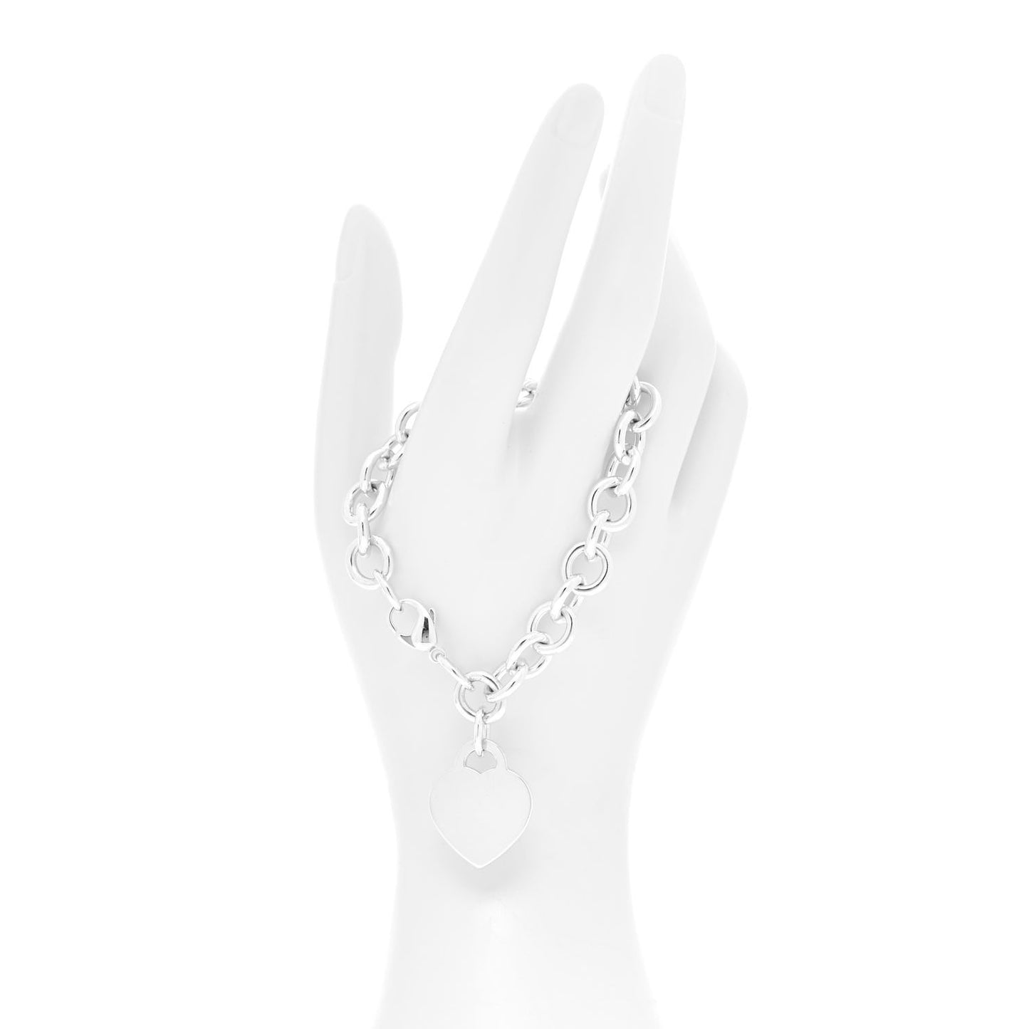 Sterling Silver Heart Tag Charm Bracelet