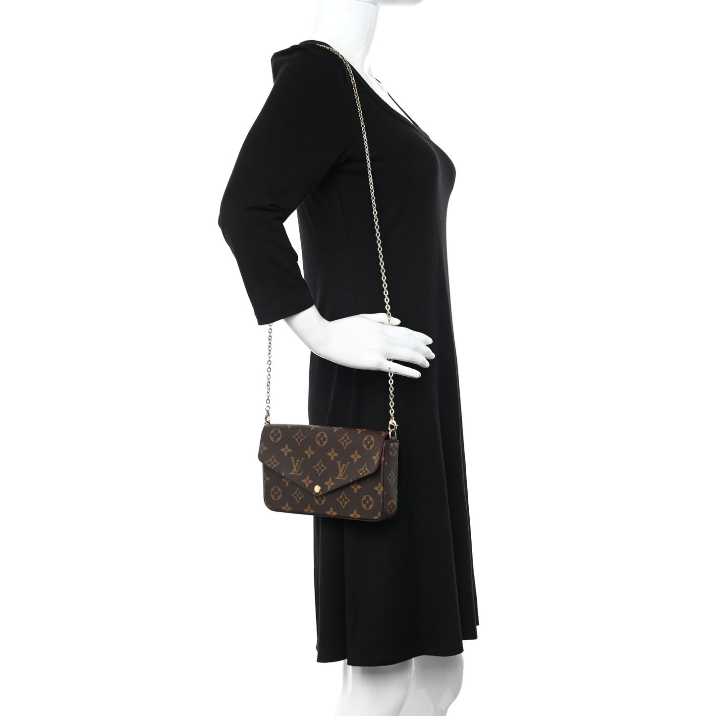 Monogram Pochette Felicie Chain Wallet Fuchsia