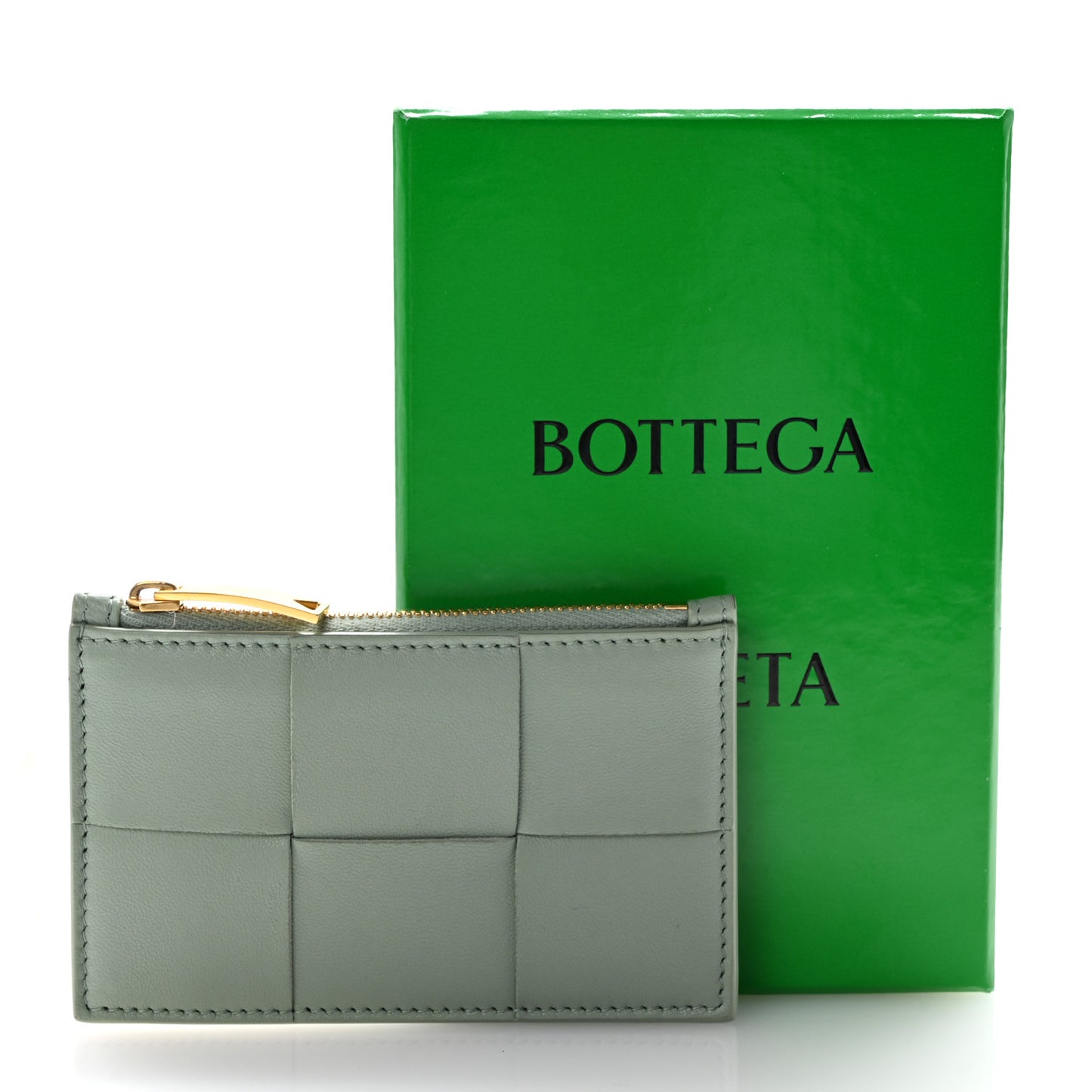 Nappa Maxi Intrecciato Zipped Card Case New Sauge