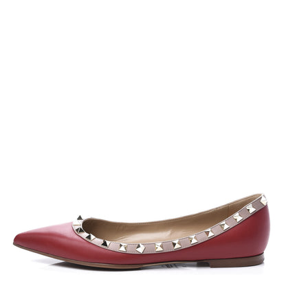Valentino Garavani Nappa Rockstud Ballerina Flats 38 Red Poudre 1 of 9