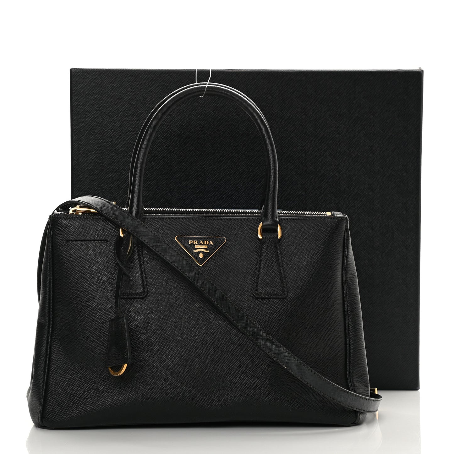 Saffiano Small Galleria Double Zip Tote Black