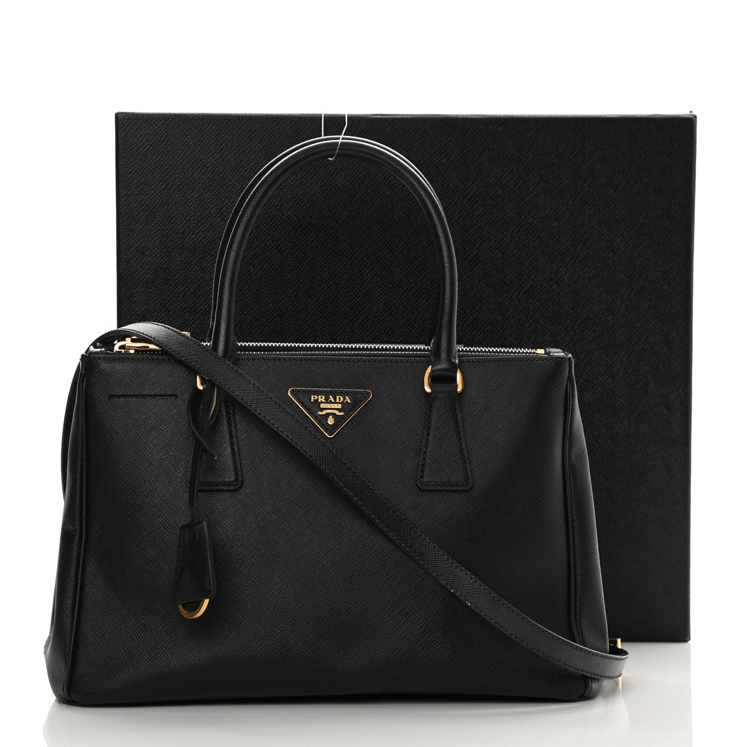 Prada Saffiano Small Galleria Double Zip Tote Black 35 of 35