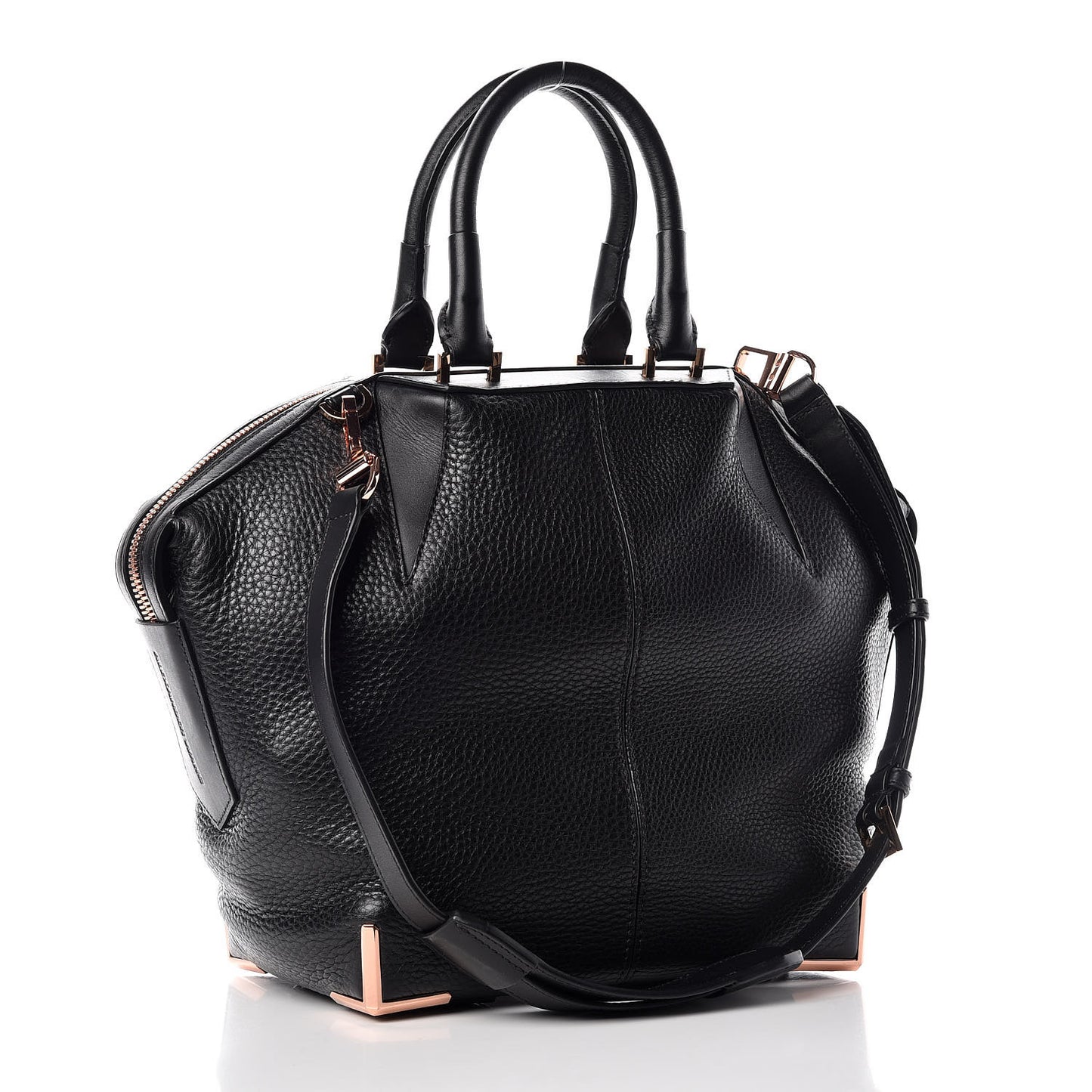 Pebbled Calfskin Small Emile Soft Black Rose Gold Hardware