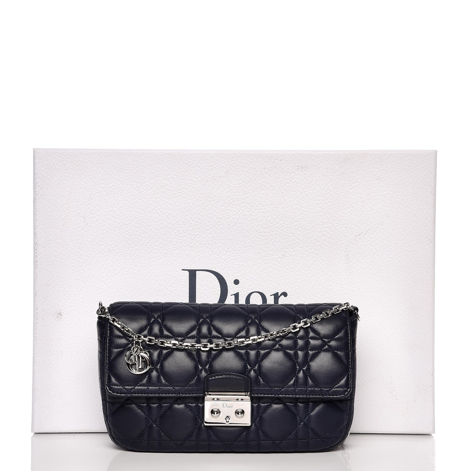 Christian Dior Lambskin Cannage Miss Dior Promenade Pouch Navy Blue 8 of 8