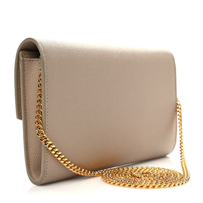 Saint Laurent Grain De Poudre Monogram Uptown Chain Wallet Dark Beige 4 of 12