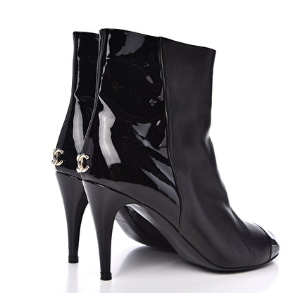 Chanel Patent Cap Toe Booties 38.5 Black 4 of 14