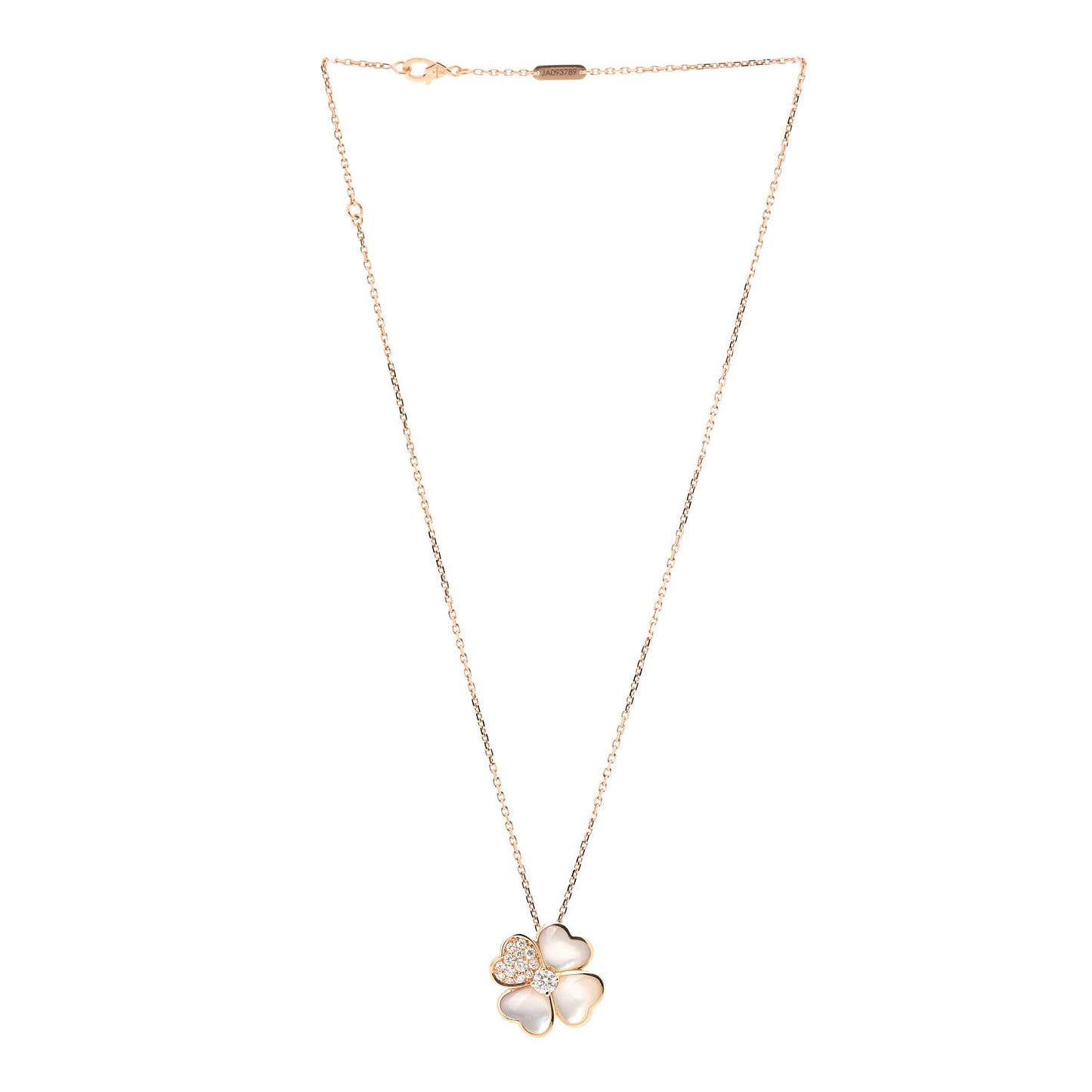 18K Rose Gold Diamond Mother of Pearl Medium Cosmos Clip Pendant Necklace
