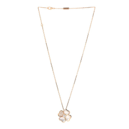 Van Cleef & Arpels 18K Rose Gold Diamond Mother of Pearl Medium Cosmos Clip Pendant Necklace 3 of 8