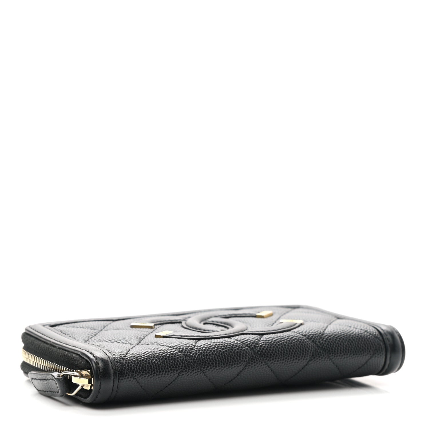 Chanel Caviar Quilted Medium Filigree Zip Around Wallet Black 4 of 10