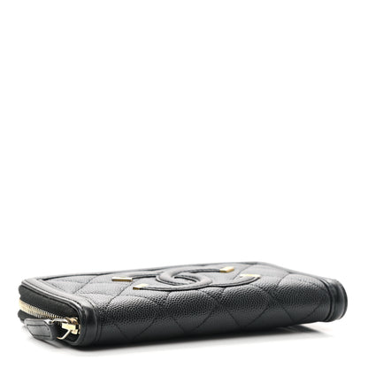 Chanel Caviar Quilted Medium Filigree Zip Around Wallet Black 4 of 10