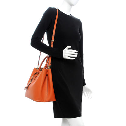 Prada Saffiano Cuir Medium Double Bag Papaya 2 of 10