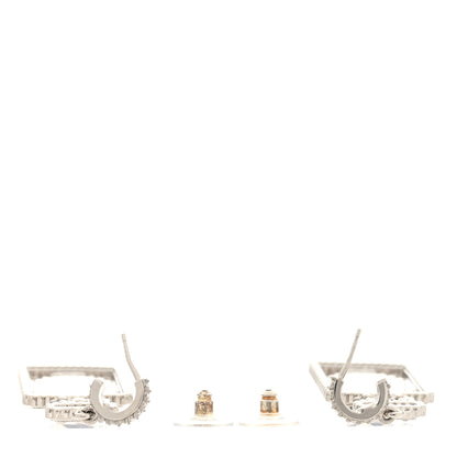 Chanel Metal Lambskin Crystal CC Perfume Bottle Drop Earrings Silver Black 3 of 4