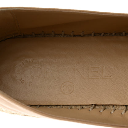 Chanel Lambskin CC Espadrilles 38 Beige Black 6 of 9