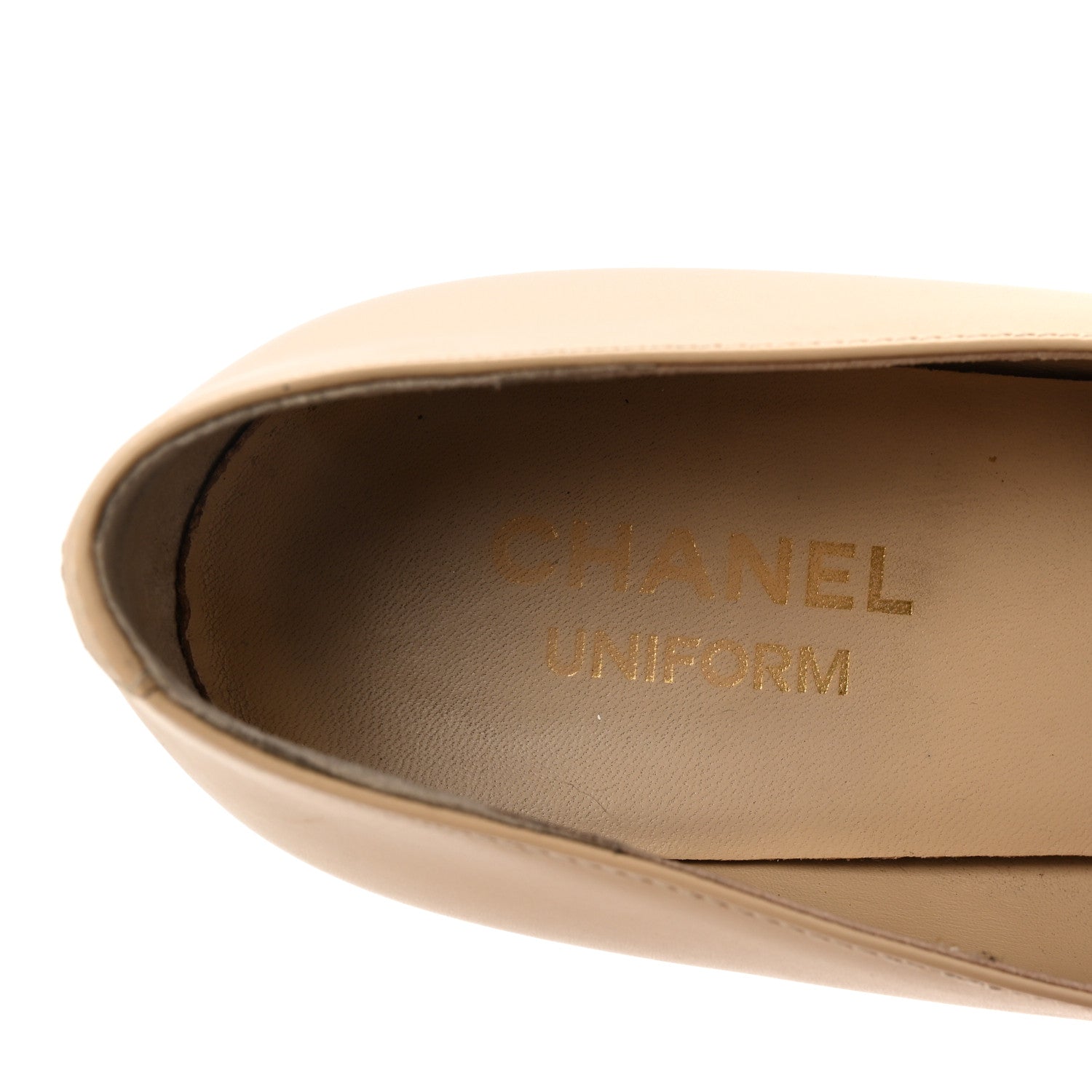 Chanel Lambskin Cap Toe CC Uniform Pumps 38 Beige Black 8 of 9