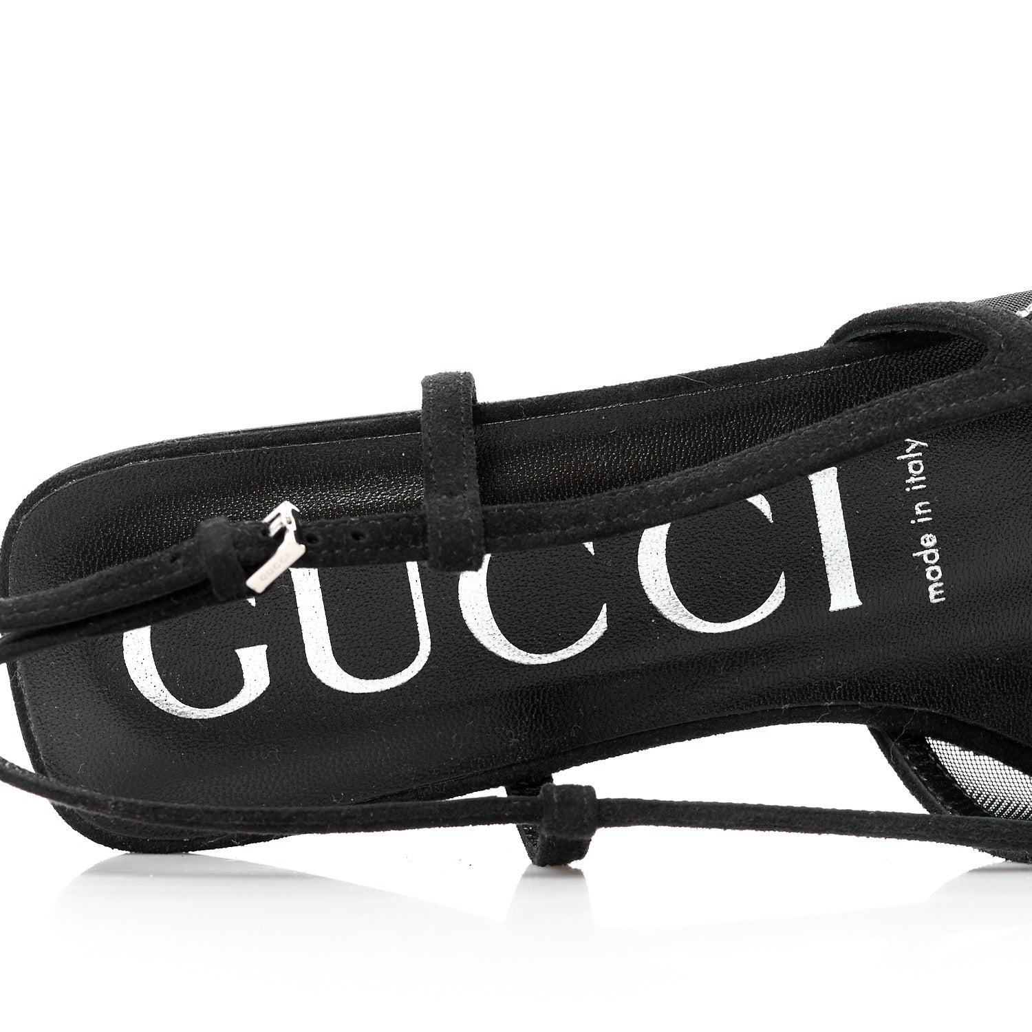 Gucci Tela Retino Kid Scamosciato Crystal GG Monogram Square Demi Ballet Flats 37 Black 7 of 8
