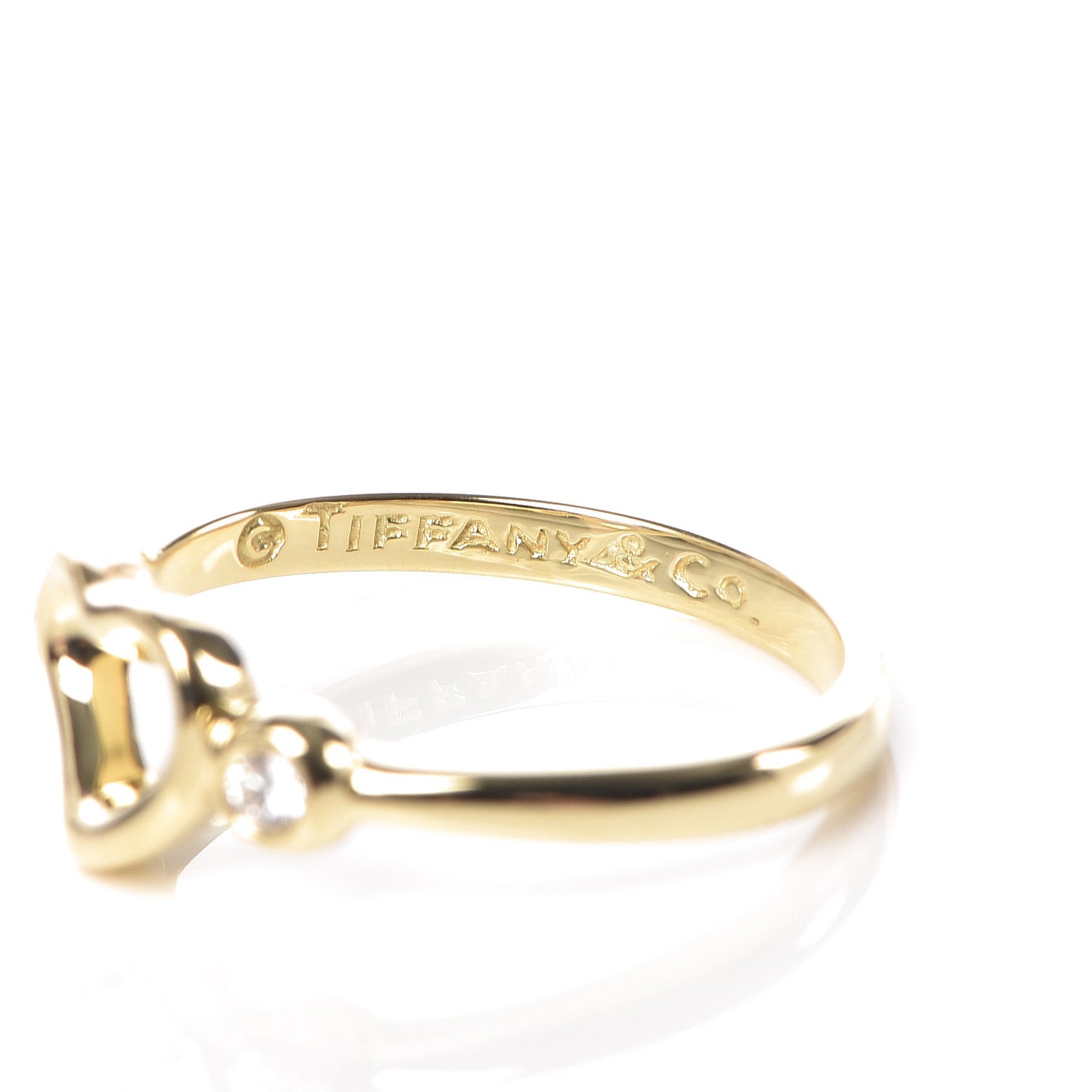 18K Yellow Gold Diamond Mini Elsa Peretti Open Heart Ring 50 5.25