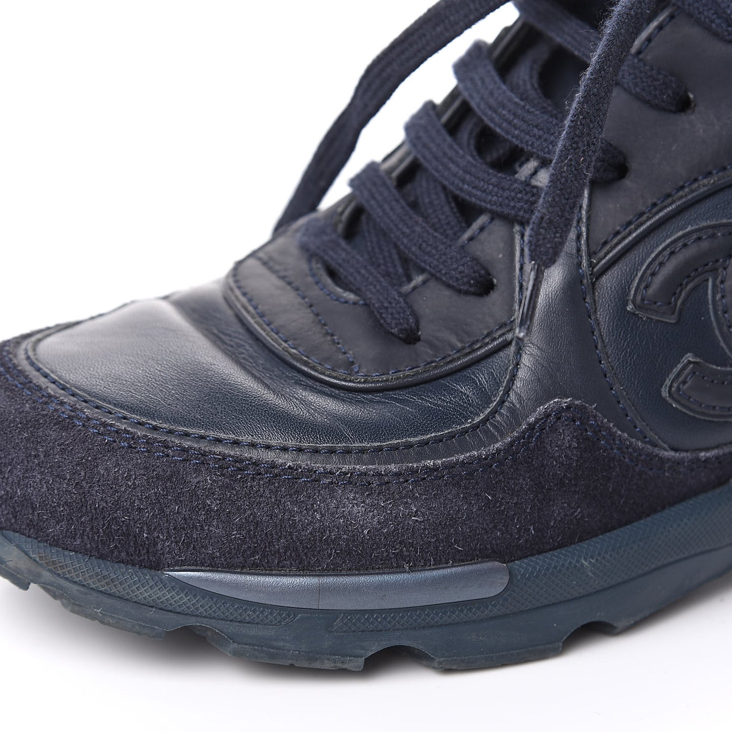 Suede Calfskin CC Sneakers 36 Blue