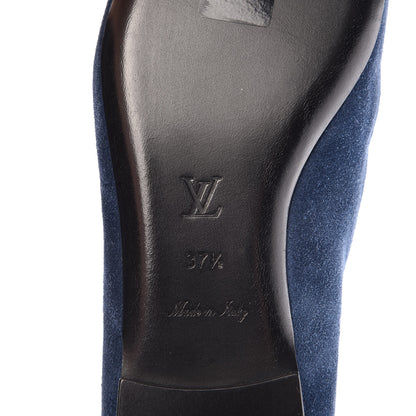Louis Vuitton Suede Schoolgirl Flat Slippers 37.5 Blue 6 of 9