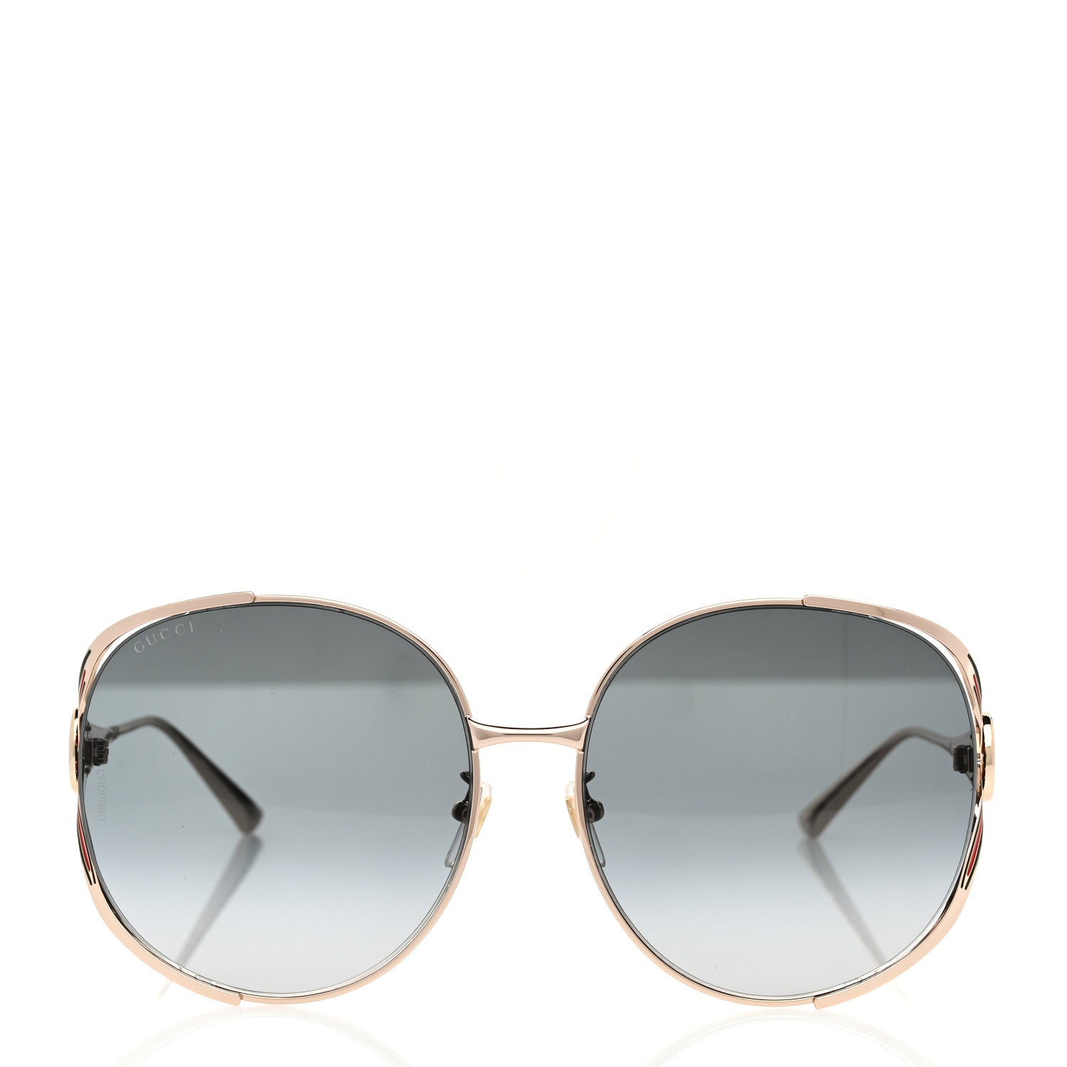 Gucci Metal Oversized Round Frame GG0225S Sunglasses Gold 2 of 8