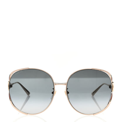 Gucci Metal Oversized Round Frame GG0225S Sunglasses Gold 2 of 8