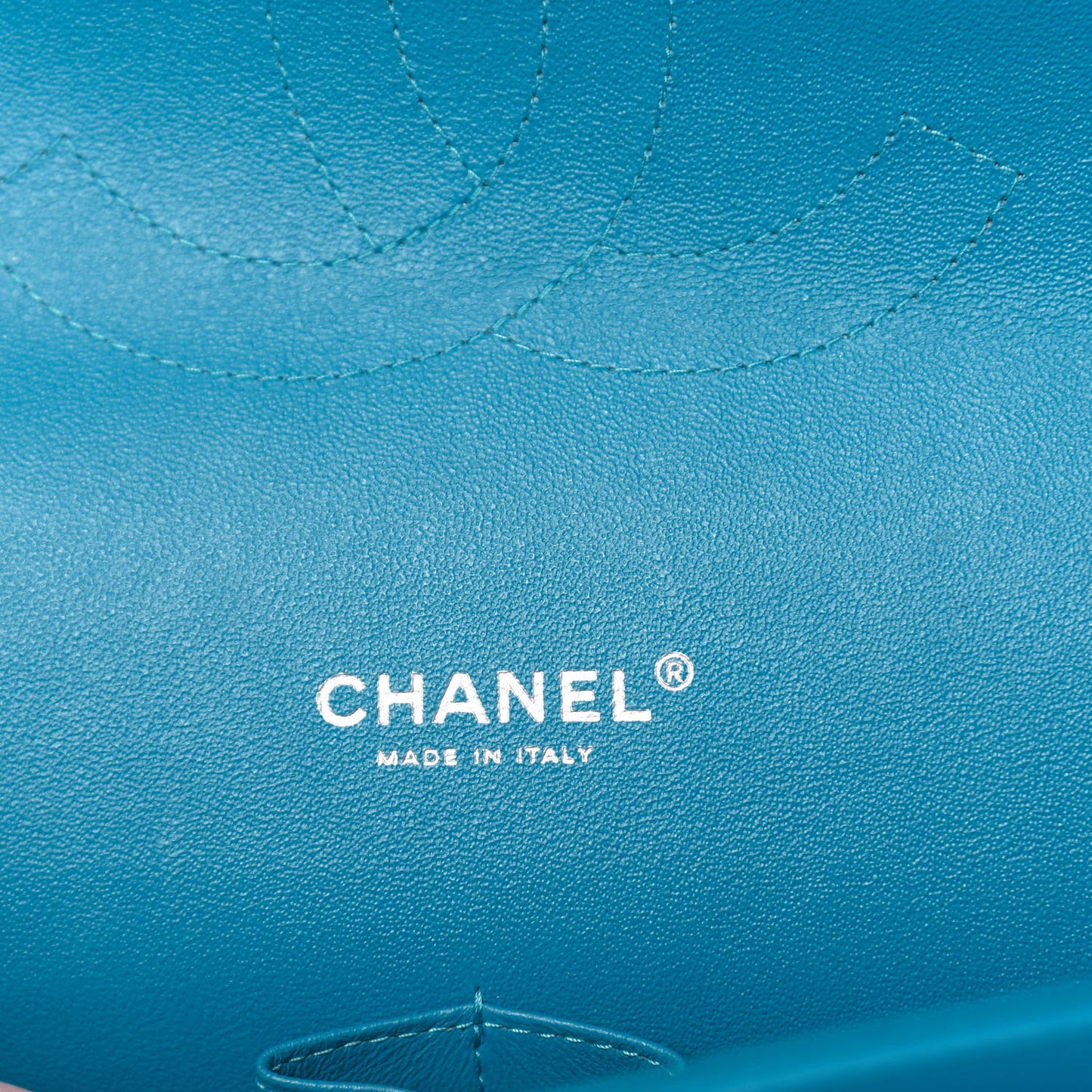 Patent Quilted Maxi Double Flap Blue