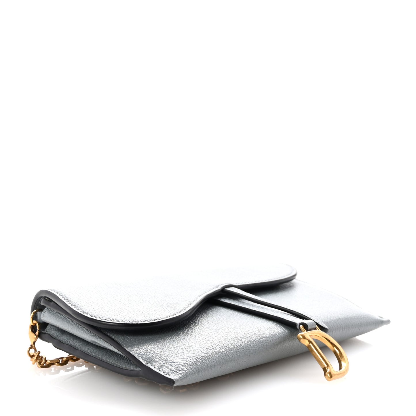 Goatskin Saddle Chain Wallet Pouch Cloud Blue
