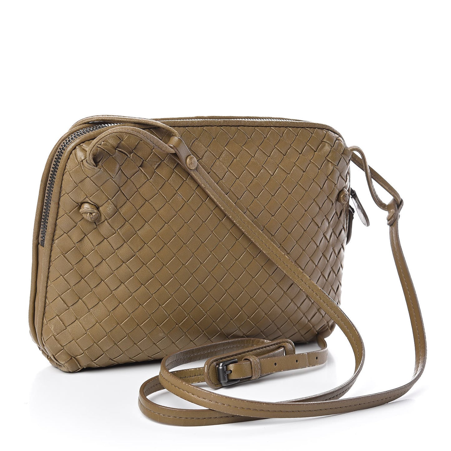 Nappa Intrecciato Nodini Crossbody Messenger Green