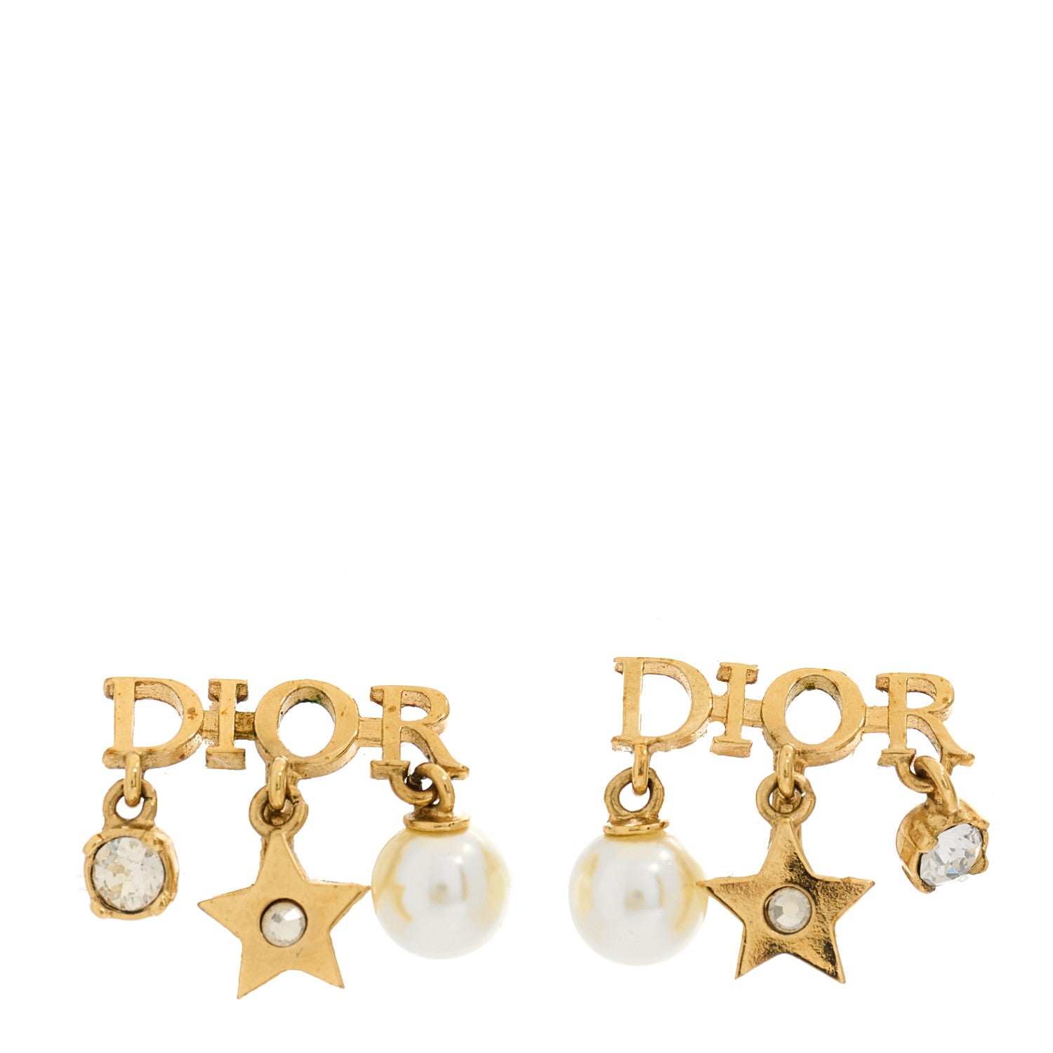Christian Dior Pearl Crystal Dio(r)evolution Star Clip On Earrings Gold 1 of 4