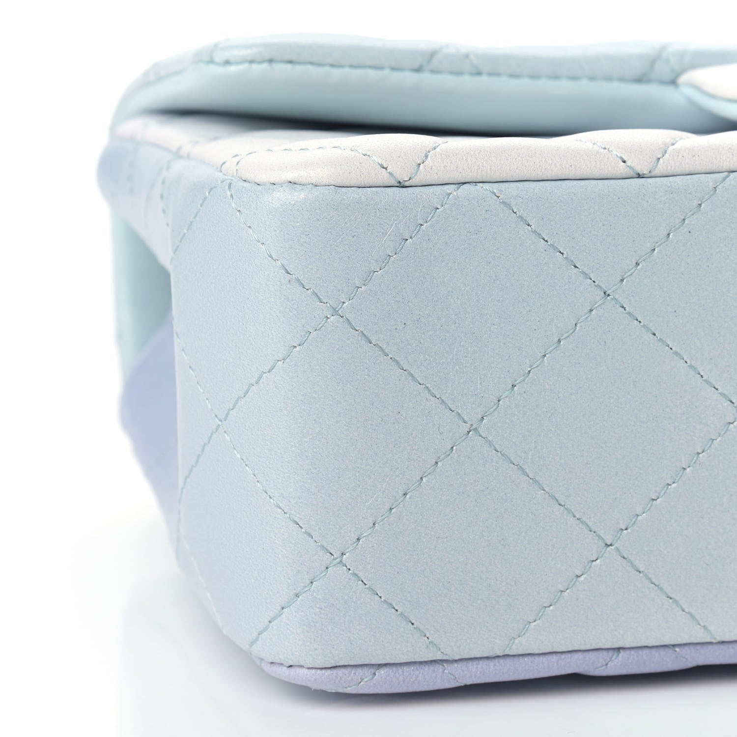 Chanel Perforated Lambskin Quilted Mini Rectangular Flap Light Blue Light Purple White 8 of 9