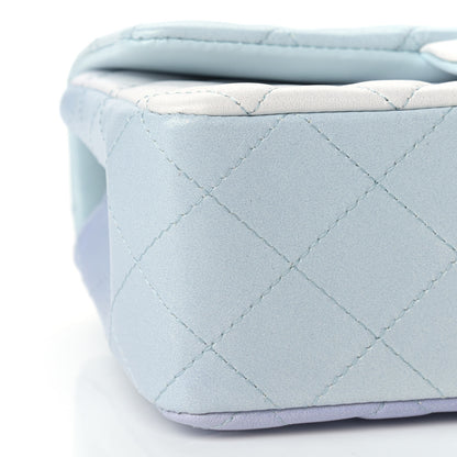 Chanel Perforated Lambskin Quilted Mini Rectangular Flap Light Blue Light Purple White 8 of 9