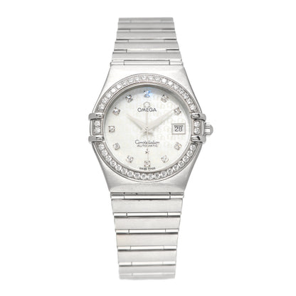 Omega Stainless Steel Diamond Bezel Mother of Pearl 25mm Constellation Quartz Watch 1498.75.00 1 of 6
