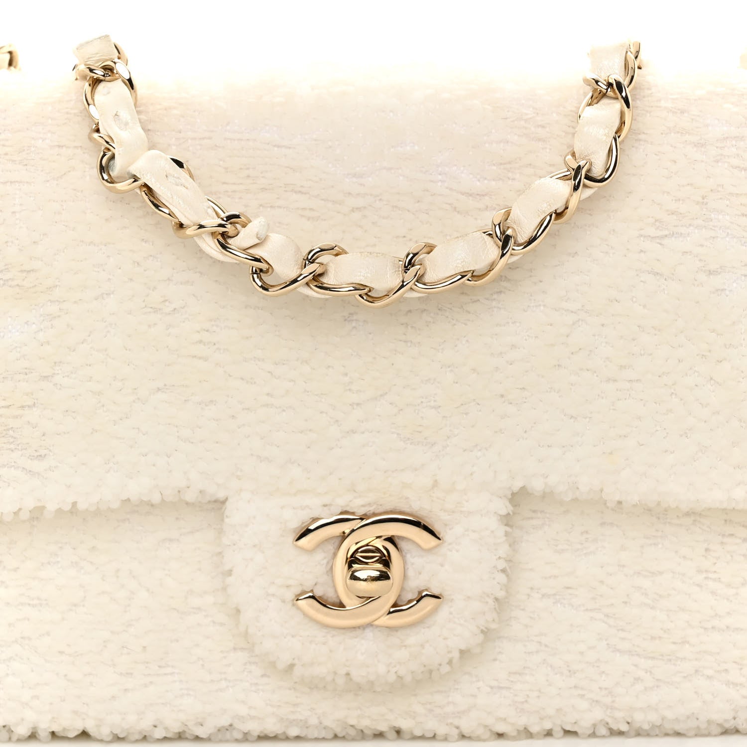 Chanel Sequin Mini Rectangular Flap White 8 of 10