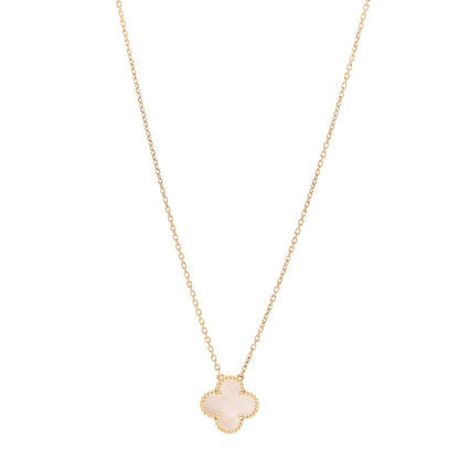 Van Cleef & Arpels 18K Yellow Gold Mother of Pearl Vintage Alhambra Pendant Necklace 1 of 4