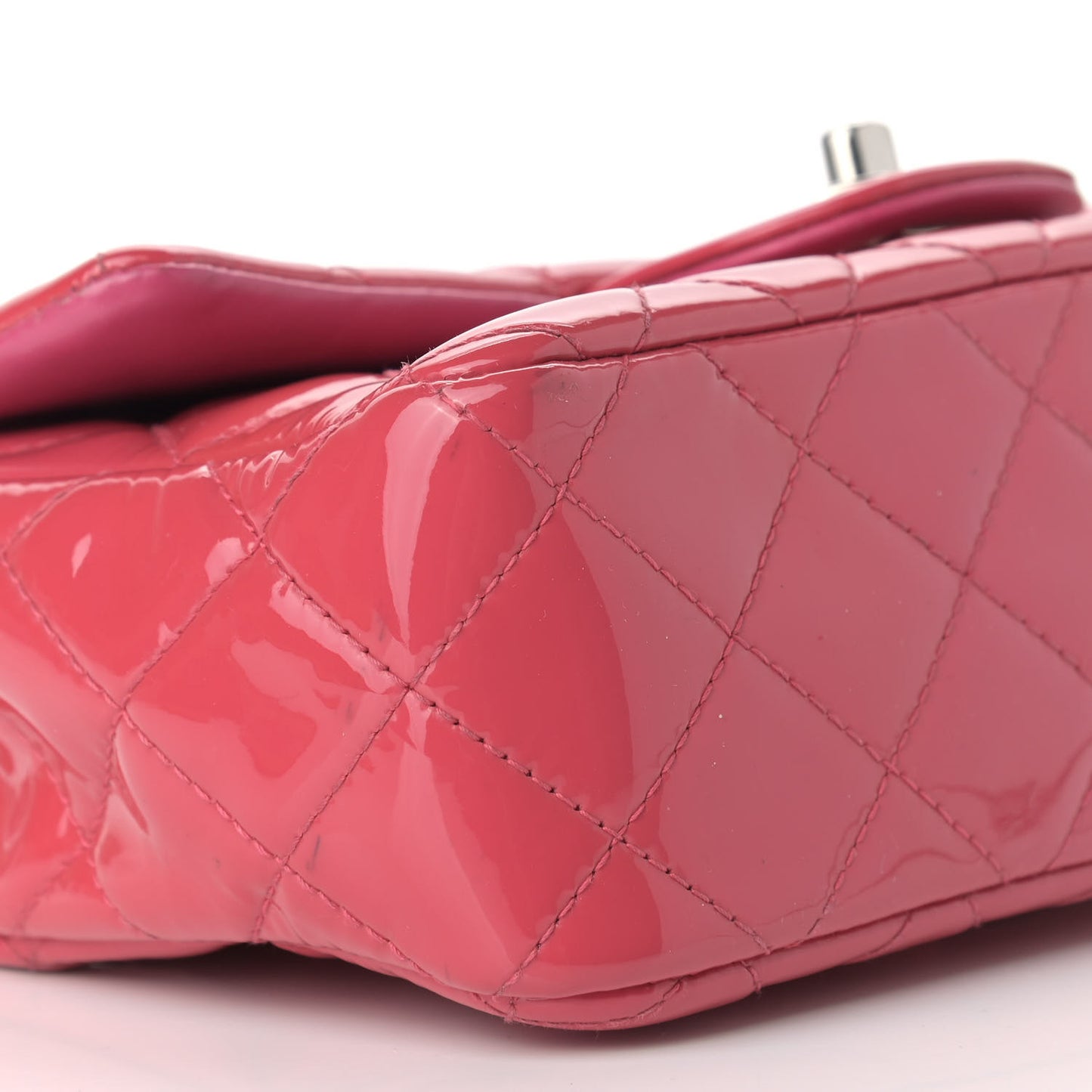 Patent Calfskin Quilted Mini Rectangular Flap Pink