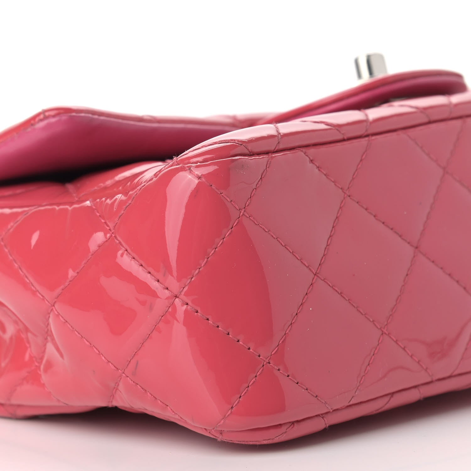 Chanel Patent Calfskin Quilted Mini Rectangular Flap Pink 8 of 11