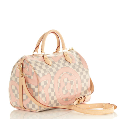 Louis Vuitton Damier Azur Tahitienne Speedy Bandouliere 30 Rose Ballerine 4 of 8