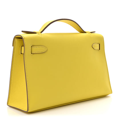 Hermes Swift Kelly Pochette Clutch Lime 3 of 11