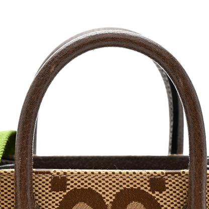 Gucci Monogram Jumbo GG Textured Dollar Calfskin Web Mini Vertical Tote Camel Ebony New Acero 11 of 11