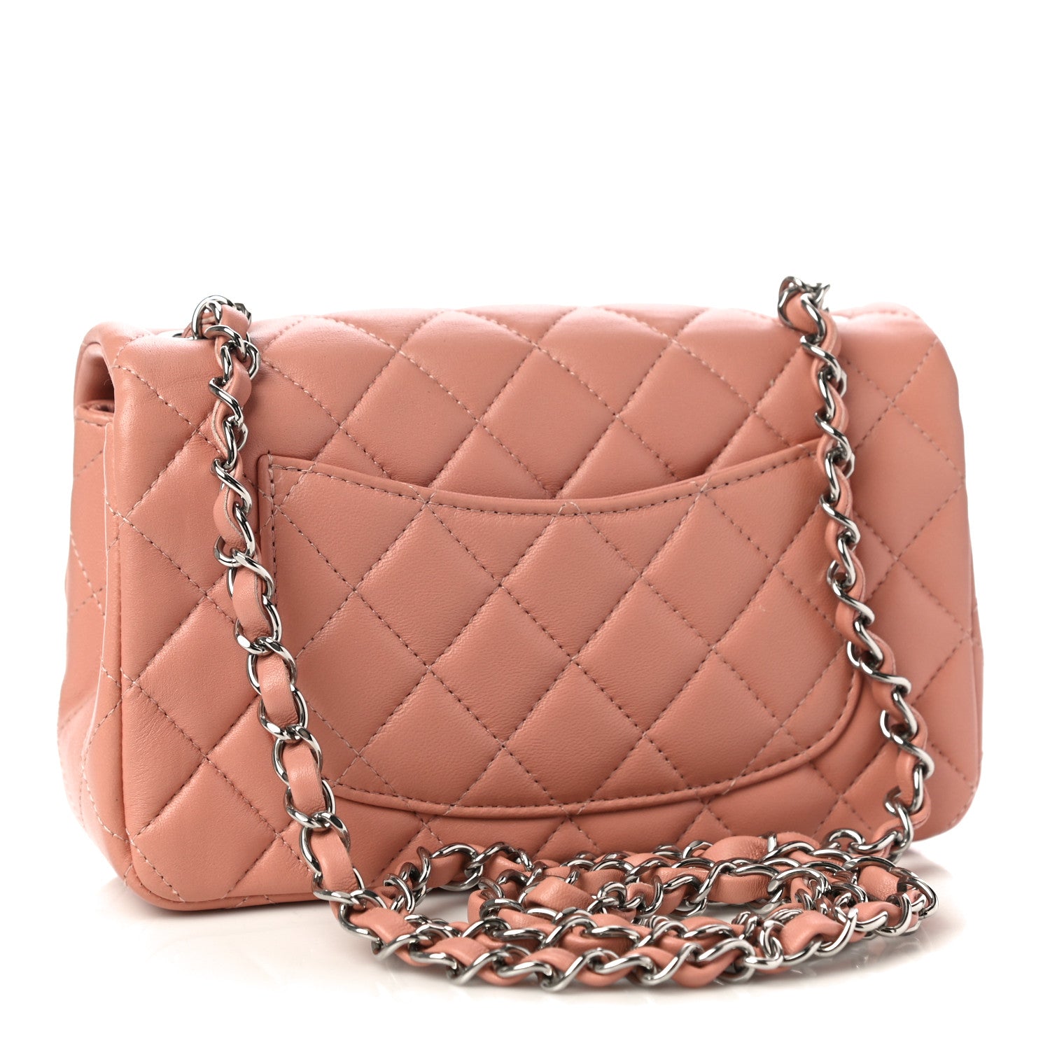 Chanel Lambskin Quilted Mini Rectangular Flap Dark Pink 3 of 11