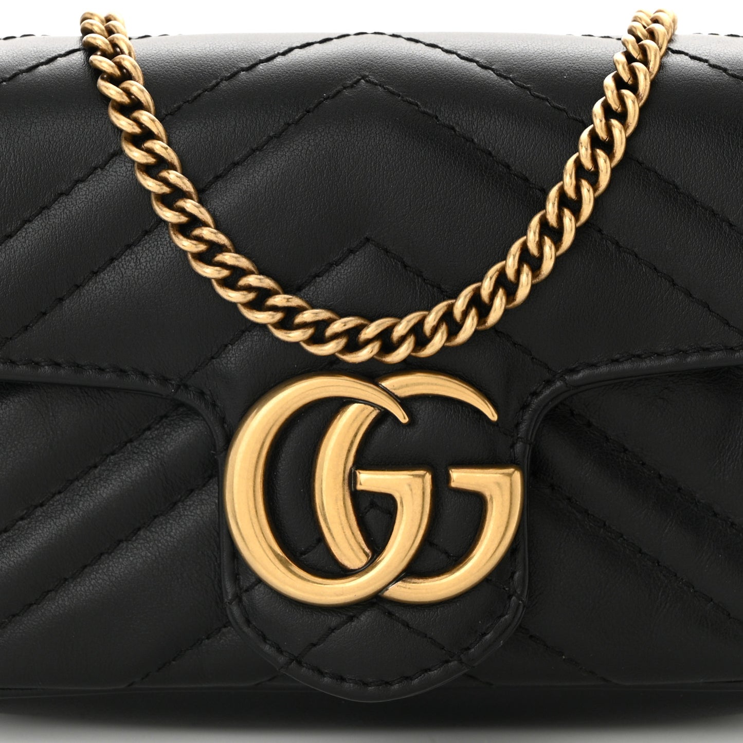 Calfskin Matelasse Super Mini GG Marmont Shoulder Bag Black