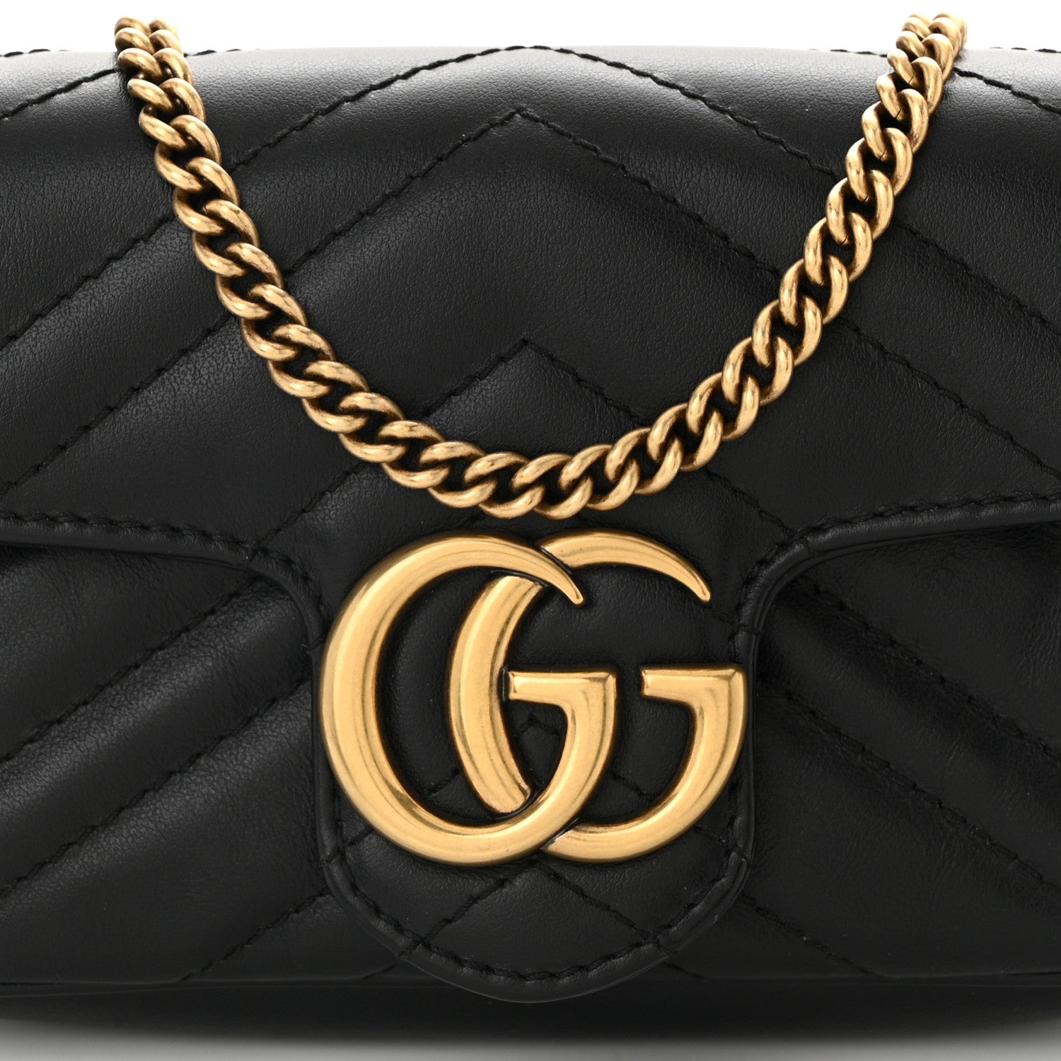 Gucci Calfskin Matelasse Super Mini GG Marmont Shoulder Bag Black 8 of 10