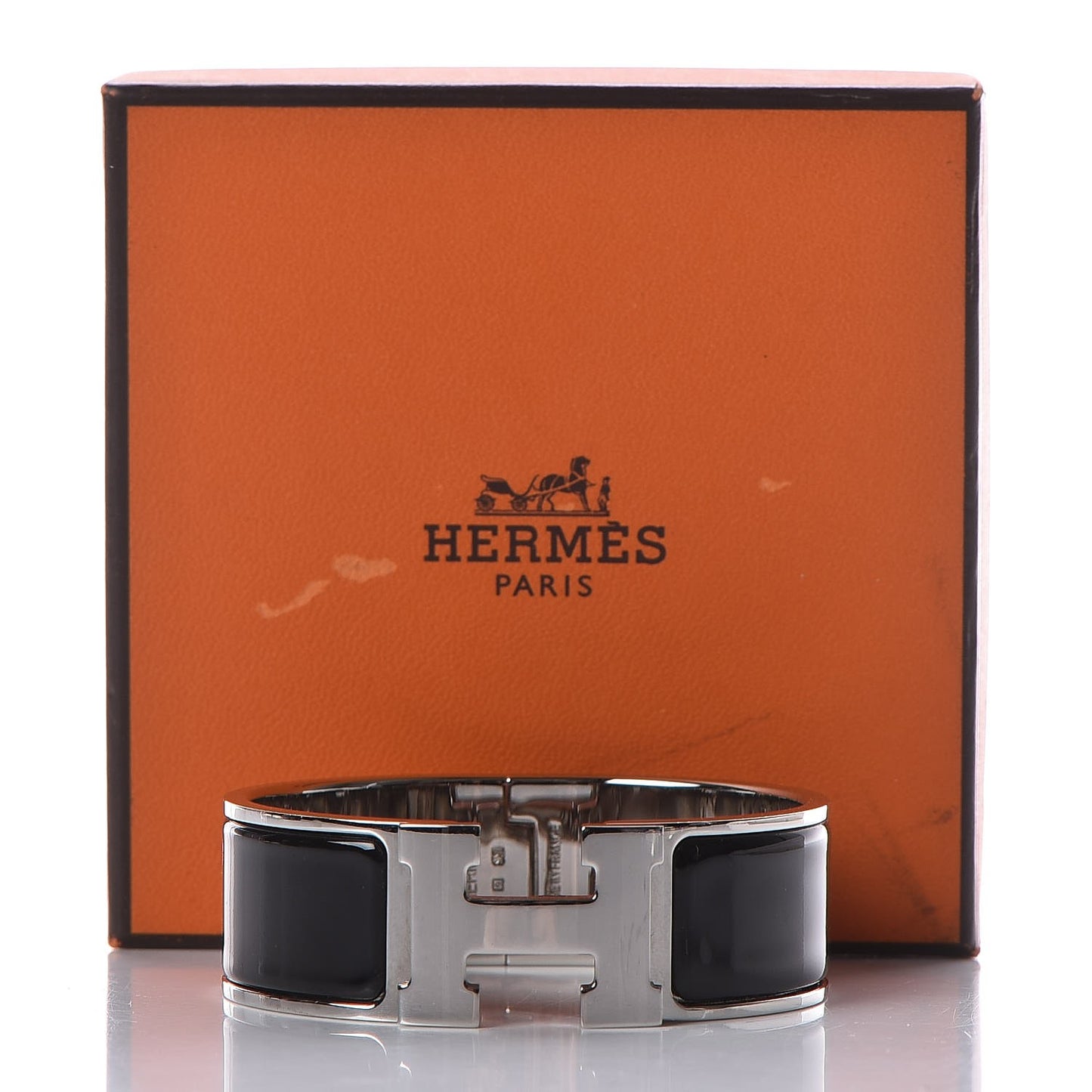 Enamel Wide Clic Clac H Bracelet GM Black