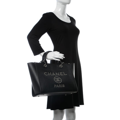 Chanel Caviar Small Studded Deauville Tote Black 2 of 11